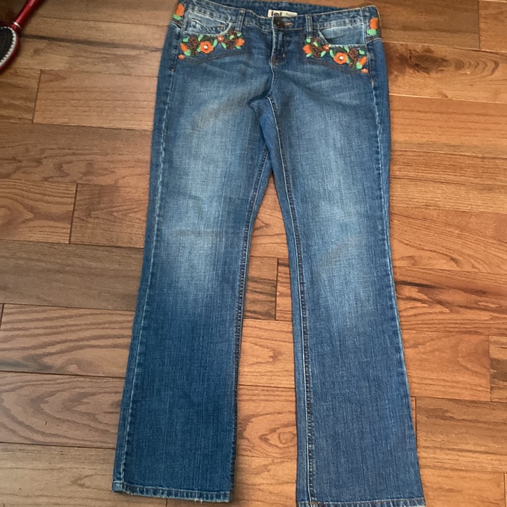 Y2k embroidered boot cut jeans LEI ultra low rise ashley juniors size 11